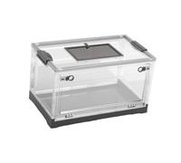 Sharplace Transparent Foldable Reptile Terrarium Ventilated Box with Sliding Lid Mesh Top Panel Lightweight Multipurpose Breeding Tank, Black L