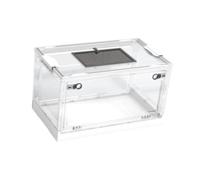 Sharplace Transparent Foldable Reptile Terrarium Ventilated Box with Sliding Lid Mesh Top Panel Lightweight Multipurpose Breeding Tank, White L