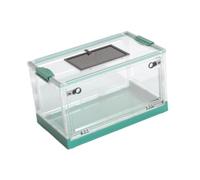 Sharplace Transparent Foldable Reptile Terrarium Ventilated Box with Sliding Lid Mesh Top Panel Lightweight Multipurpose Breeding Tank, Blue L