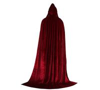 Sharplace Velvet Cloak Cape Wizard Hooded Party Halloween Cosplay Costumes for Men Women, Wine red, 150cm