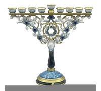 Sharplace Vintage Design Enamel Hanukkah Menorah Chanukah Decoration for Home Altar Multipurpose Traditional Sturdy 7.2x6.7 Inches