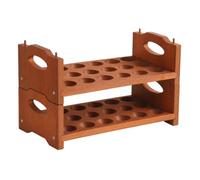 Sharplace Vintage Display Shelf Egg Holder Rack Tray With Rustic Wood Grain Finish And Perforated Slots Solid Wood Construction suitable for pantry storage, Chestnut, 36 18 22cm