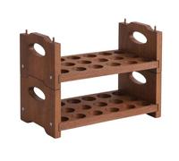Sharplace Vintage Display Shelf Egg Holder Rack Tray With Rustic Wood Grain Finish And Perforated Slots Solid Wood Construction suitable for pantry storage, Walnut, 36 18 22cm