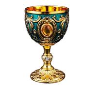 Sharplace Vintage Medieval Goblet Decoration, Reusable Gifts, Novelty Handmade Small Flower Pattern Drinking Glass 30ml, blue