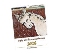 Sharplace Wall Calendar Ugly Medieval Animals Calendar 2026 Display Decorative Planner Monthly for Home Shop Organizing & Planning Dorm