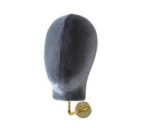 Sharplace Wall Mount Mannequin Head Model, Wig Stand Holder,Hat Display Standm for Headwear Hats Caps Home Salon Hairdresser Training, Grey velvet
