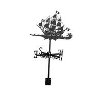 Sharplace Weathervane Wind Direction Indicator Weathercock Iron Ornament Black Pirate Ship Design Decoration for Yard Shed Outdoor Coops