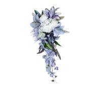 Sharplace Wedding Bouquet Artificial Toss Bouquet Teardrop Elegant Romantic Bridesmaid Bouquet Cascading Bridal Bouquet for Anniversary