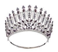 Sharplace Women Stage Crown Baroque Regal Tiara Headpiece With Glass Rhinestone Adjustable Metal Headband For Bridal Pageant Ceremonial Occasions, color to 1