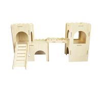 Sharplace Wood Hamster Hideout Hamster House with Climbing Ladder Habitat Cage Accessories for Syrian Hamsters Mice Exercising Playing, Style C