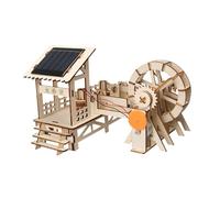 Sharplace Wood Kit Science Toys Pretend Rice Milling Waterwheel Kit Model for School Students Boys Girls Kids