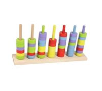 Sharplace Wooden Color Sorting Stacking Toy Counting Stacker Block Set Sensory Fine Motor Skills Wooden Stacking Beads for Kindergarten, 5 Colors