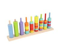 Sharplace Wooden Color Sorting Stacking Toy Counting Stacker Block Set Sensory Fine Motor Skills Wooden Stacking Beads for Kindergarten, 7 Colors