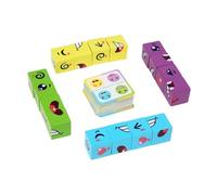 Sharplace Wooden Expression Matching Blocks Educational Toy Face Changing Cubes Board Game for Parent Child Kids Adults Travel Children, 2.5 cm