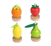 Sharplace Wooden Fruit Stacking Toy Sensory Toys Kids Hand Eye Coordination Logical Thinking Boy and Girls Learning Activity Sorter Toy