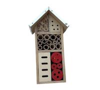 Sharplace Wooden Hanging Bee House Wood Bee Box Gift Home Weatherproof Ornament Garden Habitat Butterfly Hotel for Attracts Pollinators