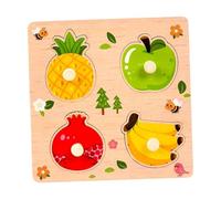 Sharplace Wooden Peg Puzzle Shape Matching Board Cartoon Cognitive Wooden Learning Puzzle Memory Games for Kindergarten Trips Preschool, fruit