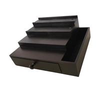 Sharplace Wooden Perfume Stand Stylish 4 Tier Perfume Display Risers No Assembly Countertop Storage Organizer Drawer Modern Home Decoration for Makeup Skincare Vanity Cosmetics, Vendors, Black