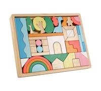 Sharplace Wooden Rainbow Stacking Toy Rainbow Decor Toy Cognitive Development Colorful Stacking Blocks Puzzles for 1-5 Years Old Kids