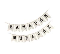 Sharplace Wooden Ramadan Banner Eid Mubarak Happy Gift Novelty Ramadan Hanging Ornaments Muslim Decor for Wall Living Room Front Porche, Black