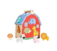 Sharplace Wooden Recognition Blocks Shape Sorter House Color Perception Interactive Animal Shape Matching House for Kids Birthday Gift