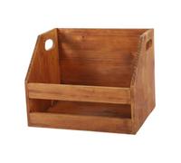 Sharplace Wooden Record Crate Magazines Desktop Organizer Rustic Box Vinyl Organizer Books Snacks Toys Storage Crate for Office Home