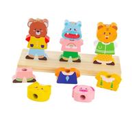 Sharplace Wooden Stacking Blocks Fine Motor Skills Builder Educational Toys Matching Game Learning Activity for 2 3 4 5 Year Old Gifts