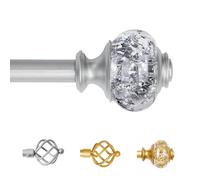 Sharpliving Extra Long Adjustable Curtain Poles 168 to 305 cm, Telescopic Thin Metal Curtain Rod with Glittering Foil Finials for Sliding Glass Door, Bedroom, Living Room Windows