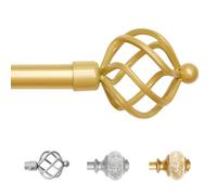Sharpliving Gold Short Curtain Poles with Hooks, 1 Set Adjustable Telescopic Curtain Rod 76 to 122 cm for Cafe, Study Metal Curtain Pole and Fittings