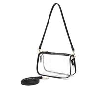 SharPlus Clear PVC Shoulder Purse Clutch Handbag for Women Stadium Approved Retro 90s Y2K Style, Black, Clear Bag Stadium Approved
