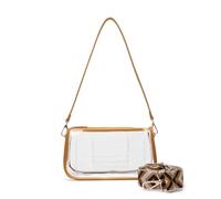SharPlus Clear PVC Shoulder Purse Clutch Handbag for Women Stadium Approved Retro 90s Y2K Style, Brown