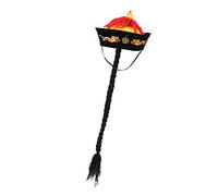 sharprepublic Mens Ancient Chinese Dragon Long Ponytail Emperor Hat Chinaman Qing Tang Cap - Multicolor, 56cm