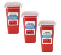 Sharps Container 3 Pack Small Needle Disposal Containers 1 Quart Portable Trash Bin Fits Needles Syringes
