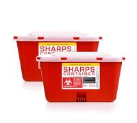 Sharps Container Large - Sharps Containers for Home Use and Labs - Portable Needle Disposal and Travel Size Biohazard Bin - 1 Gallon (Pack of 2)