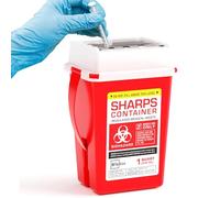 Sharps Container Small - Sharps Containers for Home Use and Labs - Portable Needle Disposal and Travel Size Biohazard Bin - 1 Quart (Pack of 1)