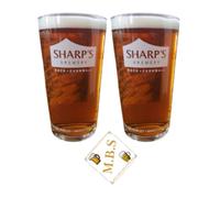 Sharps Cornwall Half Pint Glass Set of 2 with Midlands Bar Suppliers Coaster