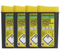 Sharpsafe Sharp Bin, 0.2 Litre,Yellow, Pack of 4