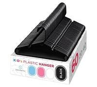 Sharpty Kids Plastic Hangers, Children's Hangers for Baby, Toddler, and Child Clothes - Everyday Standard Use - Ideal for Boys and Girls Closet, Clothing, Pants, Coats, and More - Black, 60 Pack