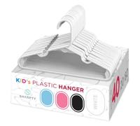 Sharpty Kids Plastic Hangers, Children's Hangers for Baby, Toddler, and Child Clothes - Everyday Standard Use - Ideal for Boys and Girls Closet, Clothing, Pants, Coats, and More - White, 40 Pack