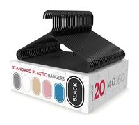 Sharpty Plastic Hangers Clothes Hangers for Clothing, Closet, Coats & Shirts - Durable, Thick, Tough & Space Saving - for Everyday Standard Use, Room Essentials & Basics - 20 Pack - Black