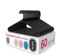 Sharpty Plastic Hangers Clothes Hangers for Clothing, Closet, Coats & Shirts - Durable, Thick, Tough & Space Saving - for Everyday Standard Use, Room Essentials & Basics - 60 Pack - Black