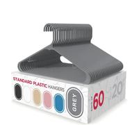 Sharpty Plastic Hangers Clothes Hangers for Clothing, Closet, Coats & Shirts - Durable, Thick, Tough & Space Saving - for Everyday Standard Use, Room Essentials & Basics - 60 Pack - Grey