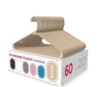 Sharpty Plastic Hangers Clothes Hangers for Clothing, Closet, Coats & Shirts - Heavy Duty, Thick, Tough & Space Saving - for Everyday Standard Use, Room Essentials & Basics - 60 Pack - Beige