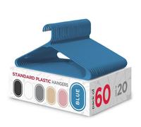 Sharpty Plastic Hangers Clothes Hangers for Clothing, Closet, Coats & Shirts - Heavy Duty, Thick, Tough & Space Saving - for Everyday Standard Use, Room Essentials & Basics - 60 Pack - Blue