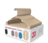 Sharpty Plastic Hangers Clothes Hangers for Clothing, Closet, Coats & Shirts - Notched, Heavy Duty, Thick, Tough & Space Saving - for Everyday Standard Use, Room Essentials & Basics - 20 Pack - Beige