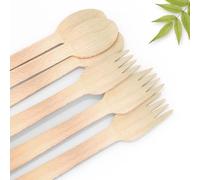 SHARRLA 100PCS Disposable Wooden Cutlery Set [50 Forks 50 Spoons] BPA Free Eco-Friendly Biodegradable Cutlery Set for Picnic Outdoor Parties (50PCS Forks, 50PCS Spoon)