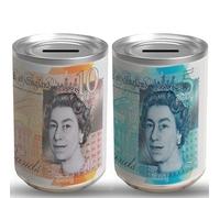 SHARRLA 2PCS MONEY TIN BOX Sterling Bank Note -TIN Piggy Bank, Coin Tin, Cash Tin, Savings Tin, Money Can, Birthday Money, Holiday & Christmas Fund(2pcs small 5 & 10)