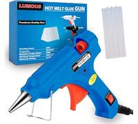 SHARRLA Hot Glue Gun, UK Plug Mini Heats Up Glue Gun for Crafts, Hobby, Craft, Home Repairs, Fabric, Wood, Glass, Card, ON-Off Switch for DIY Arts (20 WATT Blue Glue Gun)