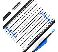 SHARROW 31" Archery Carbon Arrows 700 Spine Targets Arrows Hunting Arrows with 2.5" Rubber Feathers Practice Arrows for Recurve Bow Compound Bow and Arrow Adult Hunting Longbow (12 pcs, Blue)