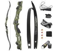 SHARROW 62 inch ILF Recurve Bow with Gordon Limbs 25-60Lbs American Hunting Bow Aluminum Alloy Riser Right Handed for Adult Archery Competition Athletic (Set 1/Military Green, 25lbs)